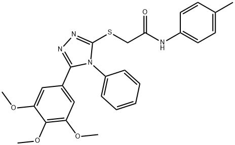 N-(4-methylphenyl)-2-{[4-phenyl-5-(3,4,5-trimethoxyphenyl)-4H-1,2,4-triazol-3-yl]sulfanyl}acetamide 结构式