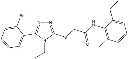 2-{[5-(2-bromophenyl)-4-ethyl-4H-1,2,4-triazol-3-yl]sulfanyl}-N-(2-ethyl-6-methylphenyl)acetamide 结构式