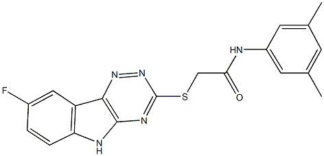 N-(3,5-dimethylphenyl)-2-[(8-fluoro-5H-[1,2,4]triazino[5,6-b]indol-3-yl)sulfanyl]acetamide 结构式