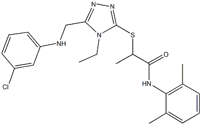 2-[(5-{[(3-chlorophenyl)amino]methyl}-4-ethyl-4H-1,2,4-triazol-3-yl)sulfanyl]-N-(2,6-dimethylphenyl)propanamide 结构式