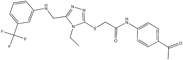 N-(4-acetylphenyl)-2-[(4-ethyl-5-{[3-(trifluoromethyl)anilino]methyl}-4H-1,2,4-triazol-3-yl)sulfanyl]acetamide 结构式