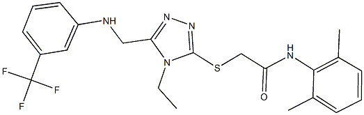 N-(2,6-dimethylphenyl)-2-[(4-ethyl-5-{[3-(trifluoromethyl)anilino]methyl}-4H-1,2,4-triazol-3-yl)sulfanyl]acetamide 结构式