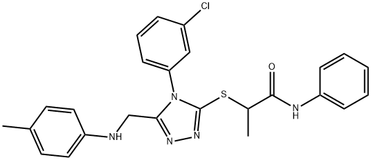 2-{[4-(3-chlorophenyl)-5-(4-toluidinomethyl)-4H-1,2,4-triazol-3-yl]sulfanyl}-N-phenylpropanamide 结构式