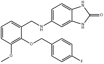 5-({2-[(4-fluorobenzyl)oxy]-3-methoxybenzyl}amino)-1,3-dihydro-2H-benzimidazol-2-one 结构式