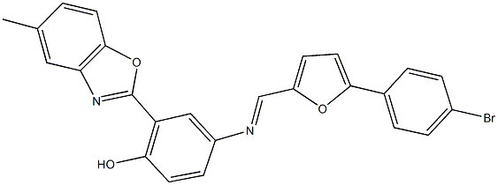 4-({[5-(4-bromophenyl)-2-furyl]methylene}amino)-2-(5-methyl-1,3-benzoxazol-2-yl)phenol 结构式