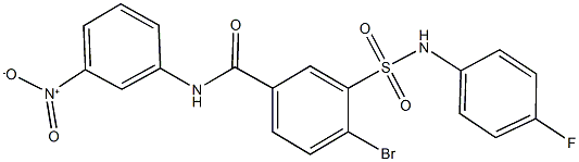 4-bromo-3-[(4-fluoroanilino)sulfonyl]-N-{3-nitrophenyl}benzamide 结构式