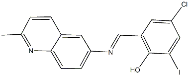 4-chloro-2-iodo-6-{[(2-methyl-6-quinolinyl)imino]methyl}phenol 结构式