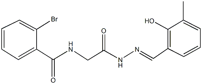 2-bromo-N-{2-[2-(2-hydroxy-3-methylbenzylidene)hydrazino]-2-oxoethyl}benzamide 结构式
