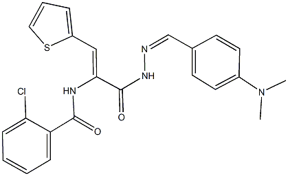 2-chloro-N-[1-({2-[4-(dimethylamino)benzylidene]hydrazino}carbonyl)-2-(2-thienyl)vinyl]benzamide 结构式