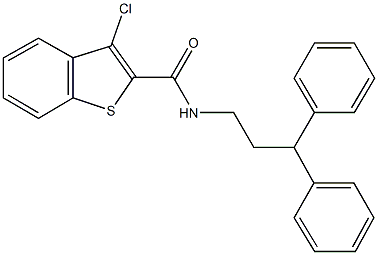 3-chloro-N-(3,3-diphenylpropyl)-1-benzothiophene-2-carboxamide 结构式