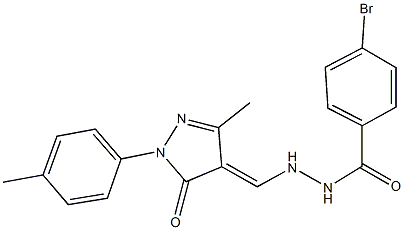 4-bromo-N'-{[3-methyl-1-(4-methylphenyl)-5-oxo-1,5-dihydro-4H-pyrazol-4-ylidene]methyl}benzohydrazide 结构式