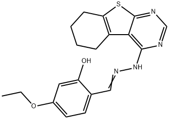 4-ethoxy-2-hydroxybenzaldehyde 5,6,7,8-tetrahydro[1]benzothieno[2,3-d]pyrimidin-4-ylhydrazone 结构式