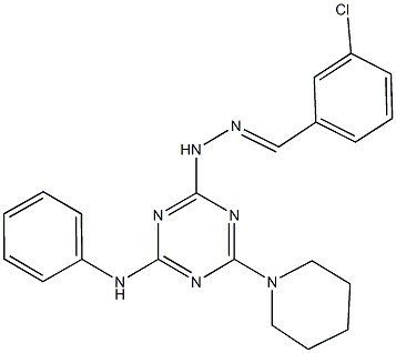 3-chlorobenzaldehyde [4-anilino-6-(1-piperidinyl)-1,3,5-triazin-2-yl]hydrazone 结构式