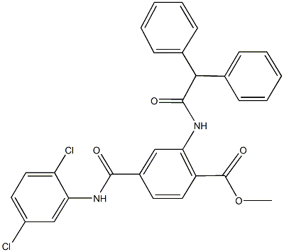 methyl 4-[(2,5-dichloroanilino)carbonyl]-2-[(diphenylacetyl)amino]benzoate 结构式