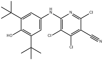 2,4,5-trichloro-6-(3,5-ditert-butyl-4-hydroxyanilino)nicotinonitrile 结构式