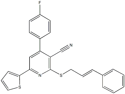 2-(cinnamylsulfanyl)-4-(4-fluorophenyl)-6-(2-thienyl)nicotinonitrile 结构式