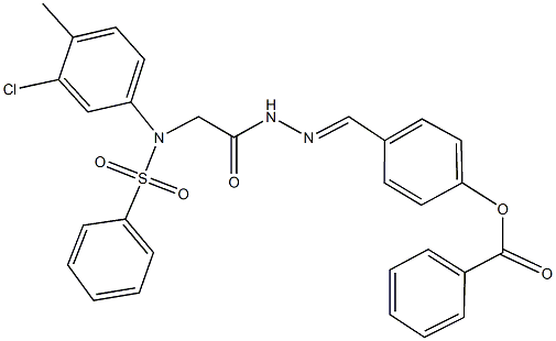 4-(2-{[3-chloro-4-methyl(phenylsulfonyl)anilino]acetyl}carbohydrazonoyl)phenyl benzoate 结构式