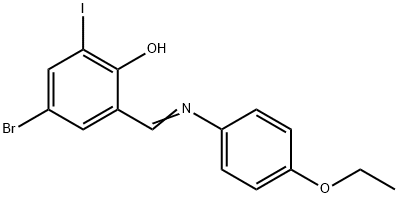 4-bromo-2-{[(4-ethoxyphenyl)imino]methyl}-6-iodophenol 结构式