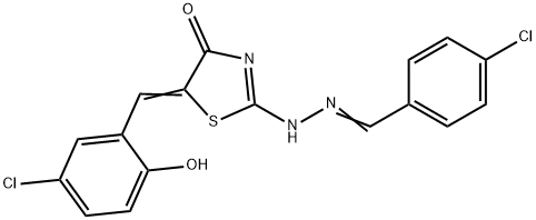 4-chlorobenzaldehyde [5-(5-chloro-2-hydroxybenzylidene)-4-oxo-1,3-thiazolidin-2-ylidene]hydrazone 结构式