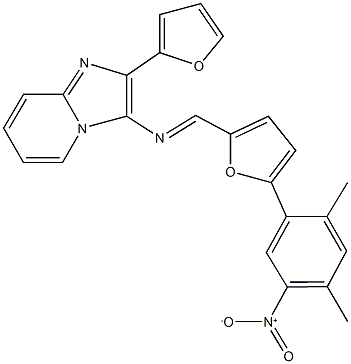 2-(2-furyl)-3-{[(5-{5-nitro-2,4-dimethylphenyl}-2-furyl)methylene]amino}imidazo[1,2-a]pyridine 结构式