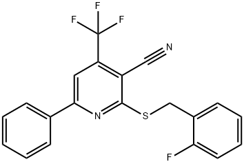 2-[(2-fluorobenzyl)sulfanyl]-6-phenyl-4-(trifluoromethyl)nicotinonitrile 结构式