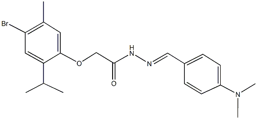 2-(4-bromo-2-isopropyl-5-methylphenoxy)-N'-[4-(dimethylamino)benzylidene]acetohydrazide 结构式