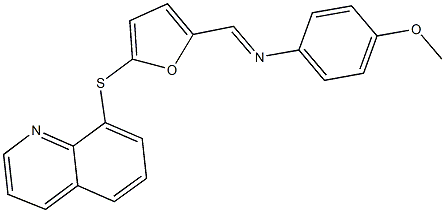 N-(4-methoxyphenyl)-N-{[5-(8-quinolinylsulfanyl)-2-furyl]methylene}amine 结构式