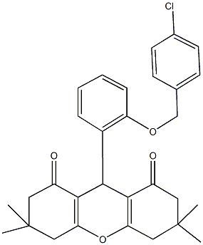 9-{2-[(4-chlorobenzyl)oxy]phenyl}-3,3,6,6-tetramethyl-3,4,5,6,7,9-hexahydro-1H-xanthene-1,8(2H)-dione 结构式