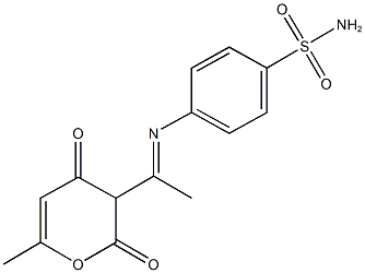 4-{[1-(6-methyl-2,4-dioxo-3,4-dihydro-2H-pyran-3-yl)ethylidene]amino}benzenesulfonamide 结构式