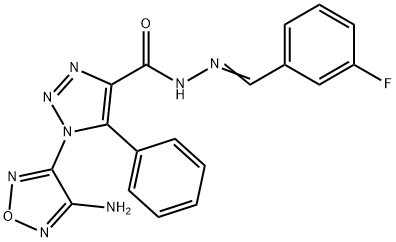 1-(4-amino-1,2,5-oxadiazol-3-yl)-N'-(3-fluorobenzylidene)-5-phenyl-1H-1,2,3-triazole-4-carbohydrazide 结构式