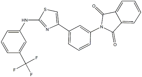 2-(3-{2-[3-(trifluoromethyl)anilino]-1,3-thiazol-4-yl}phenyl)-1H-isoindole-1,3(2H)-dione 结构式