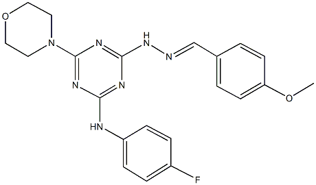 4-methoxybenzaldehyde [4-(4-fluoroanilino)-6-(4-morpholinyl)-1,3,5-triazin-2-yl]hydrazone 结构式