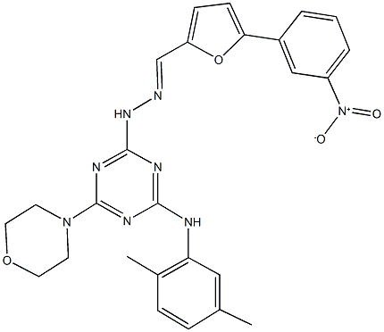 5-{3-nitrophenyl}-2-furaldehyde [4-(2,5-dimethylanilino)-6-morpholin-4-yl-1,3,5-triazin-2-yl]hydrazone 结构式