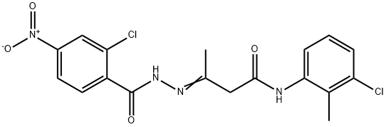 3-({2-chloro-4-nitrobenzoyl}hydrazono)-N-(3-chloro-2-methylphenyl)butanamide 结构式