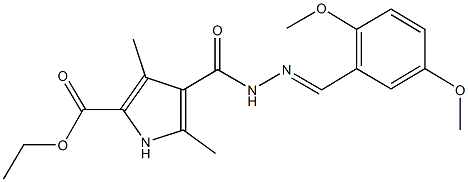 ethyl 4-{[2-(2,5-dimethoxybenzylidene)hydrazino]carbonyl}-3,5-dimethyl-1H-pyrrole-2-carboxylate 结构式
