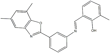 2-({[3-(5,7-dimethyl-1,3-benzoxazol-2-yl)phenyl]imino}methyl)-6-methylphenol 结构式