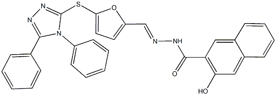 N'-({5-[(4,5-diphenyl-4H-1,2,4-triazol-3-yl)sulfanyl]-2-furyl}methylene)-3-hydroxy-2-naphthohydrazide 结构式