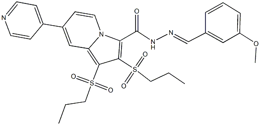 N'-(3-methoxybenzylidene)-1,2-bis(propylsulfonyl)-7-(4-pyridinyl)-3-indolizinecarbohydrazide 结构式