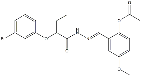 2-{2-[2-(3-bromophenoxy)butanoyl]carbohydrazonoyl}-4-methoxyphenyl acetate 结构式