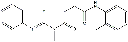 2-[3-methyl-4-oxo-2-(phenylimino)-1,3-thiazolidin-5-yl]-N-(2-methylphenyl)acetamide 结构式