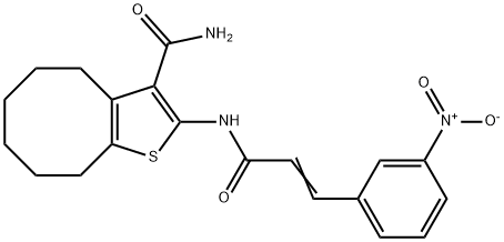 2-[(3-{3-nitrophenyl}acryloyl)amino]-4,5,6,7,8,9-hexahydrocycloocta[b]thiophene-3-carboxamide 结构式