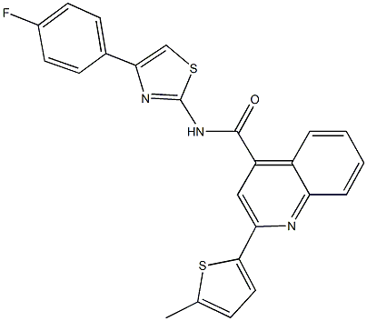 N-[4-(4-fluorophenyl)-1,3-thiazol-2-yl]-2-(5-methyl-2-thienyl)-4-quinolinecarboxamide 结构式