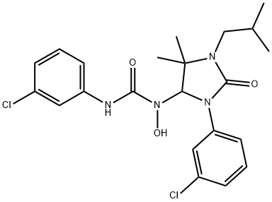 N'-(3-chlorophenyl)-N-[3-(3-chlorophenyl)-1-isobutyl-5,5-dimethyl-2-oxo-4-imidazolidinyl]-N-hydroxyurea 结构式