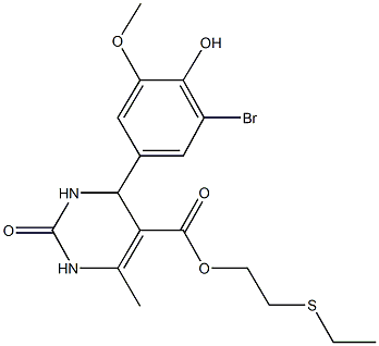 2-(ethylsulfanyl)ethyl 4-(3-bromo-4-hydroxy-5-methoxyphenyl)-6-methyl-2-oxo-1,2,3,4-tetrahydro-5-pyrimidinecarboxylate 结构式