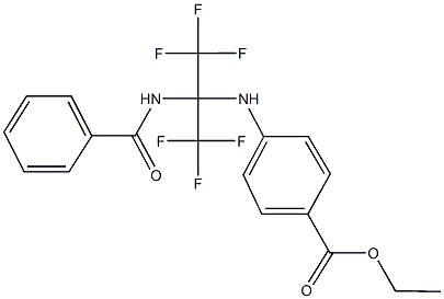 ethyl 4-{[1-(benzoylamino)-2,2,2-trifluoro-1-(trifluoromethyl)ethyl]amino}benzoate 结构式