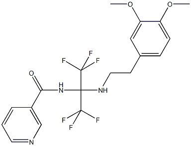 N-[1-{[2-(3,4-dimethoxyphenyl)ethyl]amino}-2,2,2-trifluoro-1-(trifluoromethyl)ethyl]nicotinamide 结构式