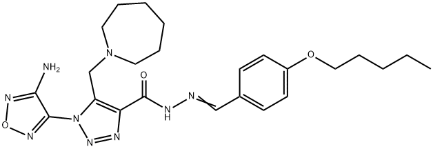 1-(4-amino-1,2,5-oxadiazol-3-yl)-5-(1-azepanylmethyl)-N'-[4-(pentyloxy)benzylidene]-1H-1,2,3-triazole-4-carbohydrazide 结构式