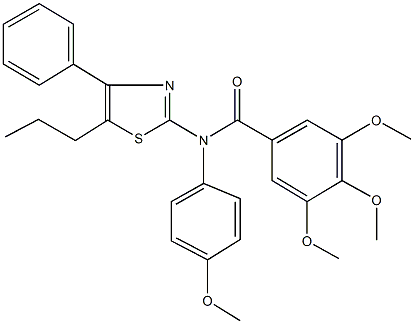 3,4,5-trimethoxy-N-(4-methoxyphenyl)-N-(4-phenyl-5-propyl-1,3-thiazol-2-yl)benzamide 结构式