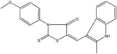 3-(4-methoxyphenyl)-5-[(2-methyl-1H-indol-3-yl)methylene]-2-thioxo-1,3-thiazolidin-4-one 结构式