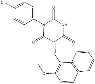 1-(4-chlorophenyl)-5-[(2-methoxy-1-naphthyl)methylene]-2-thioxodihydro-4,6(1H,5H)-pyrimidinedione 结构式